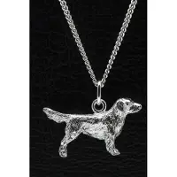 MOOYE ® - Collectie Zilveren Flat coated retriever ketting hanger - groot