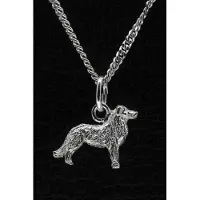 MOOYE ® - Collectie Zilveren Australische shepherd met staart ketting hanger - klein