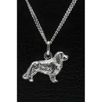 MOOYE ® - Collectie Zilveren Cavelier king charles spaniel ketting hanger - groot