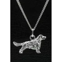 MOOYE ® - Collectie Zilveren Engelse cocker spaniel met staart ketting hanger - groot