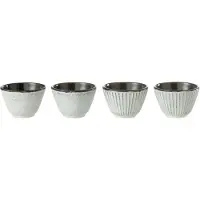 J-Line Doos 2 theekopjes metaal wit assortiment van 2