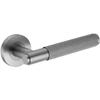 Intergriff Deurkruk (2x) Eva rond geribbelde diamant greep 22mm haaks met een schroefrozet gun metal PVD gecoat | Ronde deurklinken