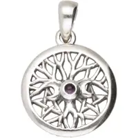 MOOYE ® - Collectie Zilveren Levensboom met 3 manen en amethyst kettinghanger