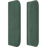 vidaXL Hoofdbord met randen 203x16x118/128 cm fluweel donkergroen