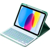 Mobigear Tablethoes geschikt voor Apple iPad 10 (2022) Hoes | Keys QWERTY Bluetooth Toetsenbord Bookcase + Stylus Houder - Groen