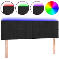 vidaXL Hoofdbord LED 144x5x78/88 cm fluweel zwart