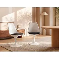 Vente-unique Set van 6 stoelen van polypropyleen, kunstleer en staal - Wit en zwart - XAFY