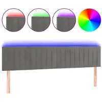 vidaXL Hoofdbord LED 180x5x78/88 cm fluweel lichtgrijs