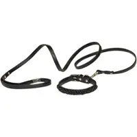 Croci Hondenriem Met Halsband Pearls Parels Zwart 17-22X1 CM / 120X1 CM