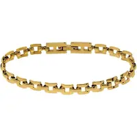 Lucardi - Dames Stainless steel goldplated schakelarmband voor dames - Armband - Staal - Goudkleurig - 18.50 cm