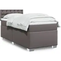 vidaXL Boxspring met matras kunstleer grijs 80x200 cm