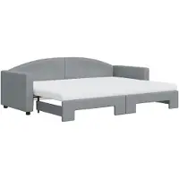 vidaXL Slaapbank onderschuifbed matrassen 100x200 cm stof lichtgrijs
