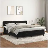 vidaXL Boxspring met matras fluweel zwart 180x200 cm