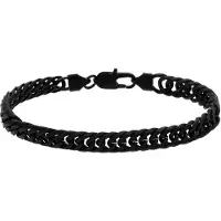 Lucardi - Heren Stainless steel herenarmband gourmet schakel zwart - Armband - Staal - Zwart - 19 cm