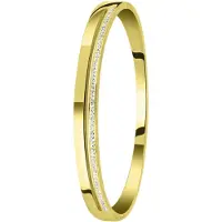 Lucardi Dames Armband bangle wit kristal - Staal - Armband - Cadeau - Stijlvol - Goudkleurig