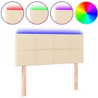 vidaXL Hoofdbord LED 90x5x78/88 cm stof crèmekleurig