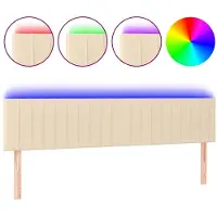 vidaXL Hoofdbord LED 200x5x78/88 cm stof crèmekleurig