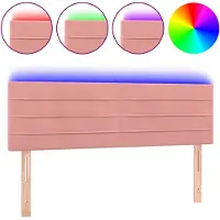 vidaXL Hoofdbord LED 144x5x78/88 cm fluweel roze