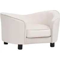 vidaXL Hondenbank 69x49x40 cm pluche en kunstleer crèmekleurig