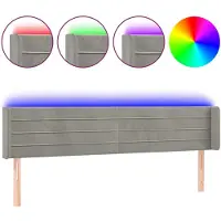 vidaXL Hoofdbord LED 163x16x78/88 cm fluweel lichtgrijs