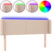 vidaXL Hoofdbord LED 147x16x78/88 cm kunstleer cappuccinokleurig