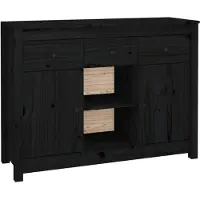 vidaXL Dressoir 100x35x74,5 cm massief grenenhout zwart