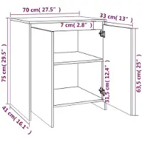 vidaXL Dressoir 70x41x75 cm bewerkt hout wit