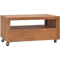 vidaXL TV-kast met wielen, 80x50x42 cm, massief teakhout