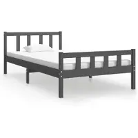 vidaXL Bedframe massief hout grijs 100x200 cm