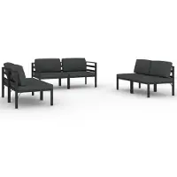 vidaXL 6-delige loungeset voor de tuin met kussens, aluminium, antraciet