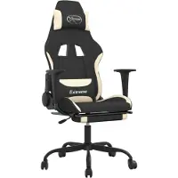 vidaXL Gamestoel met voetensteun stof zwart en crème