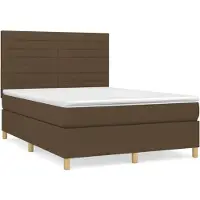 vidaXL Boxspring met matras stof donkerbruin 140x200 cm