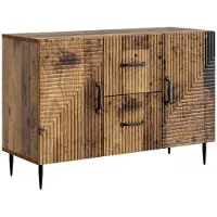 vidaXL Dressoir met lade Oud hout 89 x 34,5 x 60 cm Bewerkt hout