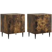 vidaXL Nachtkastje 2 st Gerookt eiken 43 x 34,5 x 50 cm Bewerkt hout