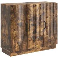 vidaXL Dressoir Gerookt eiken 89 x 34,5 x 77 cm Bewerkt hout
