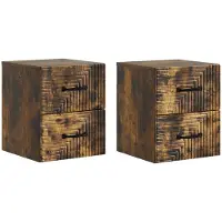 vidaXL Muurbevestigde Nachttafel 2 st Gerookt eiken 34,5 x 33 x 40 cm