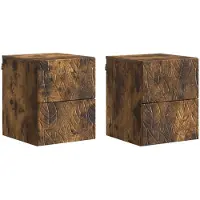 vidaXL Muurbevestigde Nachttafel 2 st Gerookt eiken 34,5 x 33 x 40 cm