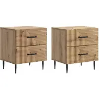 vidaXL Nachtkastje 2 st Artisanaal eiken 43 x 34,5 x 47,5 cm