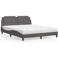 vidaXL Bed met matras "Zadar" kunstleer grijs 160x200 cm