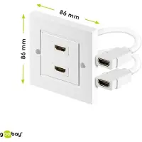 Goobay HDMI-wandcontactdoos, verguld, 2x HDMI-contactdoos (type A) naar 2x HDMI-contrastekker (type A)