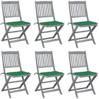 vidaXL Inklapbare stoelen 6 st met kussens massief acaciahout