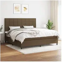 vidaXL Boxspring met matras stof donkerbruin 200x200 cm