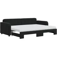 vidaXL Slaapbank onderschuifbed en matrassen 80x200 cm fluweel zwart