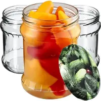 Kadax Inmaakpot 500 ml, bewaarpotten met schroefdeksel, inmaakpotten, jampot, voorraadpot, conservenglas, ronde glazen (komkommers/8 stuks)