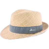Herman chapeau été petit bord relevé à l'arrière en paille naturelle légère avec ruban uni