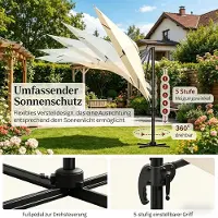 STILVORA Balkonscherm Met 360 Graden Draaibaarheid En 5 Kantelstanden 300 Cm Polyester Metaal Beige Voor Tuin Terras En Balkon