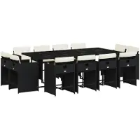 vidaXL 13-delige Tuinset met kussens poly rattan zwart