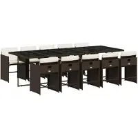 vidaXL 11-delige Tuinset met kussens poly rattan bruin