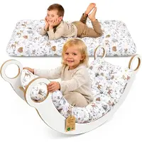 Totsy Baby Klimboog kussen & vloerkussen voor kinderen 60x120 cm - vloermatras omkeerbaar – zitkussen voor de wipstoel spelen lezen ontspannen kinderkamer katoen Oeko-Tex Hert met beren