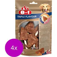 8In1 Delights Wings Triple Flavour - Hondensnacks - 4 x Kip Varken Rund 113 g 6 stuks